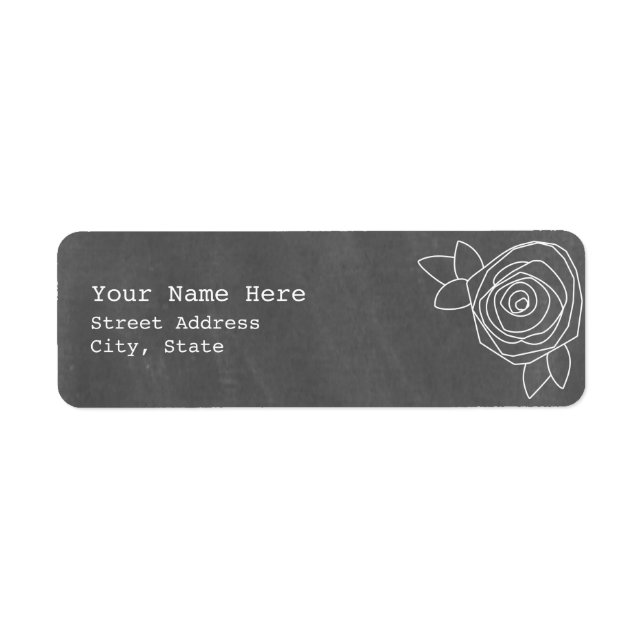 Chalkboard Inspired Rose Wedding Address Label (Front)