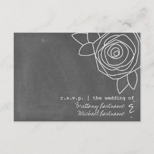 Chalkboard Inspired Rose Wedding RSVP Card