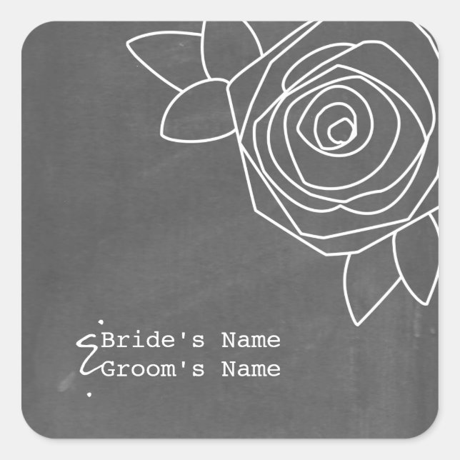 Chalkboard Inspired Rose Wedding Sticker (Front)