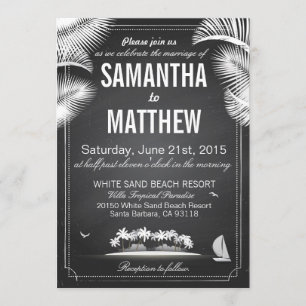 Chalkboard Island Beach Destination Wedding Invitation
