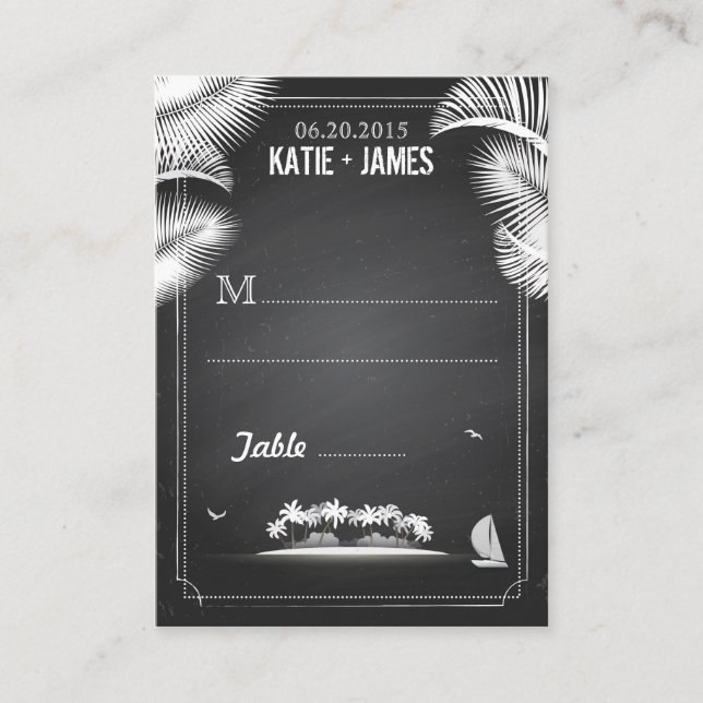 Chalkboard Island Destination Wedding Place Cards (Front)