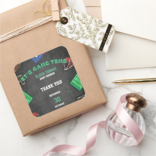 Chalkboard It's Game Time Football Baby Shower Square Sticker