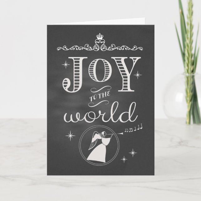 Chalkboard - Joy to the World Angel Holiday Card (Front)