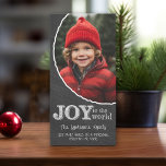 Chalkboard Joy to the World Photo Frame Holiday Card<br><div class="desc">A modern,  trendy christmas photo card with the vintage chalk board look that is popular right now.</div>