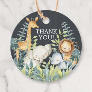 Chalkboard Jungle Baby Shower Favour Gift Tag