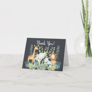 Chalkboard Jungle Baby Shower Thank You Note Card