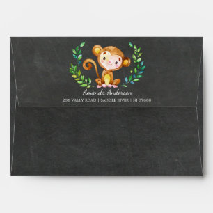 Chalkboard Jungle Monkey Wood Invitation Envelope