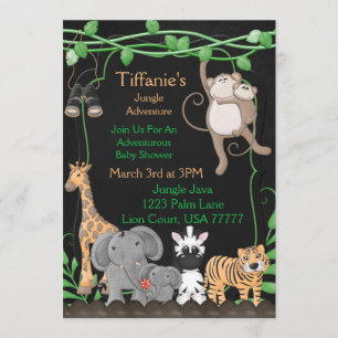 Chalkboard Jungle Theme Baby Bridal Shower Invite
