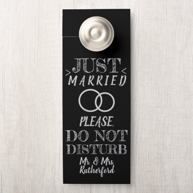 Chalkboard Just Married Do Not Disturb Door Hanger (On Knob)