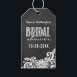 Chalkboard Lace Bridal Shower Favour Gift Tags<br><div class="desc">Chalkboard Lace Bridal Shower Favour Gift Tags - features a printed chalkboard background with white printed floral lace at the bottom and elegant chalk writings. See the full matching design collection on this page.</div>