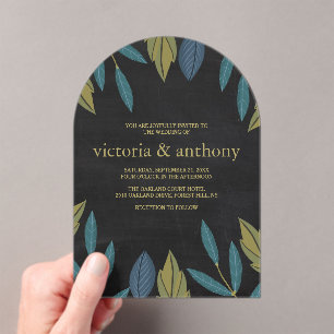 Chalkboard Leaf Wedding Acrylic Invitations