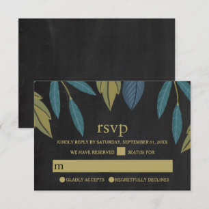Chalkboard Leaf Wedding RSVP Card