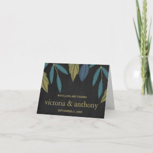 Chalkboard Leaf Wedding Thank You Card