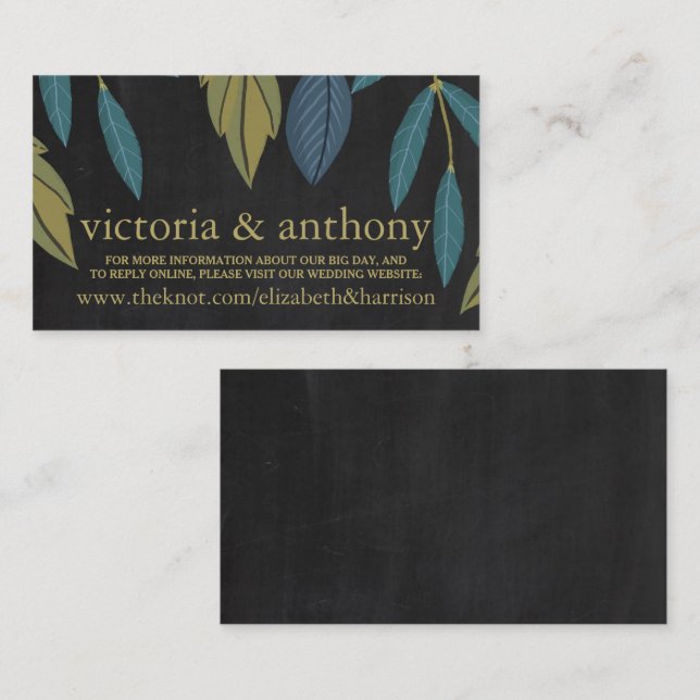 Chalkboard Leaf Wedding Website Insert (Front/Back)