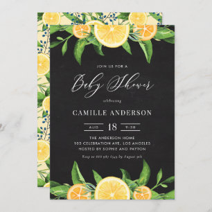 Chalkboard Lemons and Oranges Summer Baby Shower Invitation