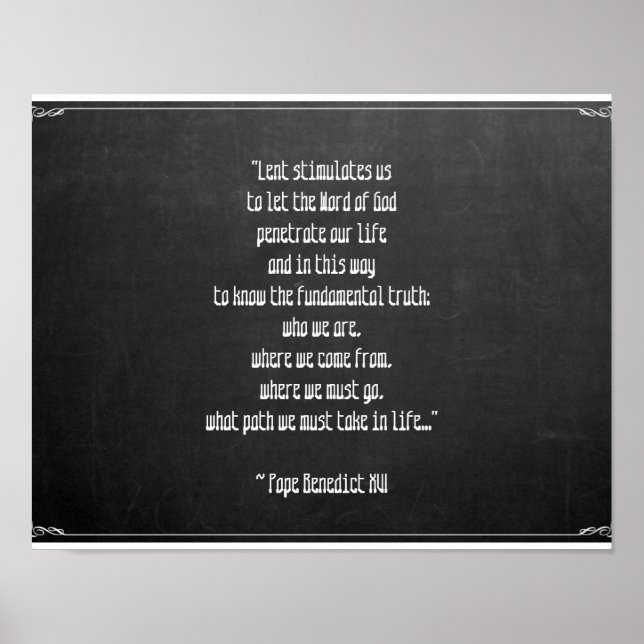 Chalkboard Lent Meaning Pope Benedict XVI Easter Poster (Front)