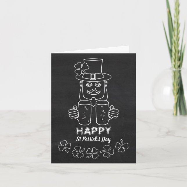 Chalkboard Leprechaun, St Patrick's Day Card (Front)