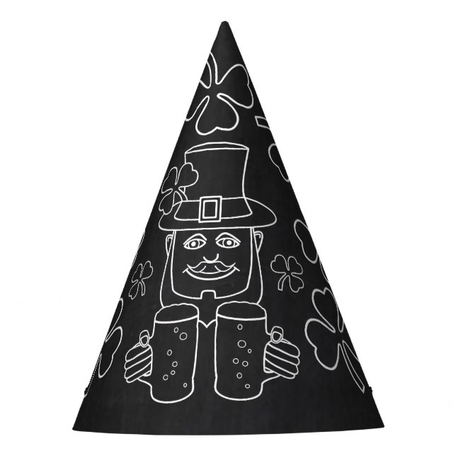 Chalkboard Leprechaun, St Patrick's Day Party Hat (Front)