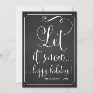 Chalkboard Let It Snow Typography Holiday Card
