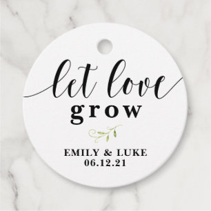 Chalkboard Let Love Grow Wedding Plant Favour Tag