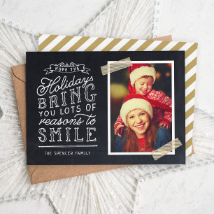Chalkboard Lettering Festive Family Photo Holiday Card