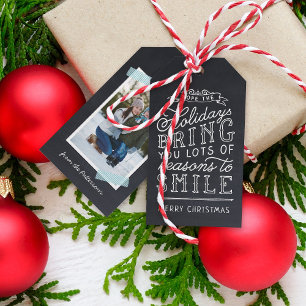 Chalkboard Lettering Festive Family Photo Holiday Gift Tags