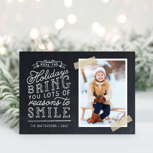 Chalkboard Lettering Holiday Photo Card