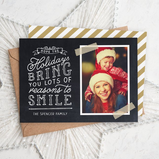 Chalkboard Lettering Holiday Photo Card (Creator Uploaded)