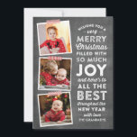Chalkboard Lettering Multi Photo Christmas Card<br><div class="desc">Spread joy this holiday with this multi photo typographic Christmas card featuring a chalkboard background and festive red and white washi tape accents.</div>