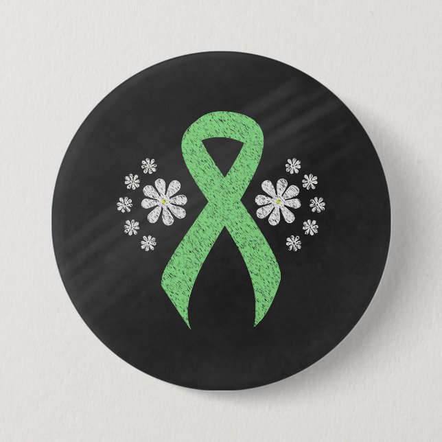 Chalkboard Light Green Ribbon 7.5 Cm Round Badge (Front)