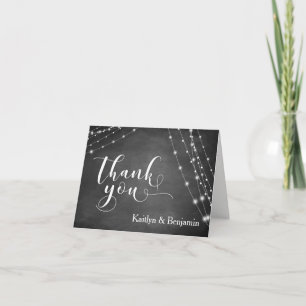 Chalkboard Light Strings  Calligraphy Thank You Card