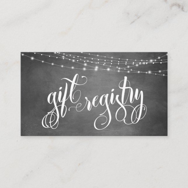 Chalkboard Light Strings Elaborate Gift Registry Enclosure Card (Front)