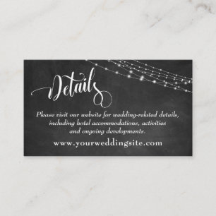 Chalkboard & Light Strings Wedding Details Enclosure Card