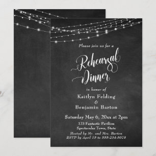 Chalkboard Light Strings Wedding Rehearsal Dinner Invitation