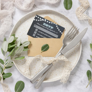 Chalkboard Lights Aqua Bat Mitzvah RSVP Card