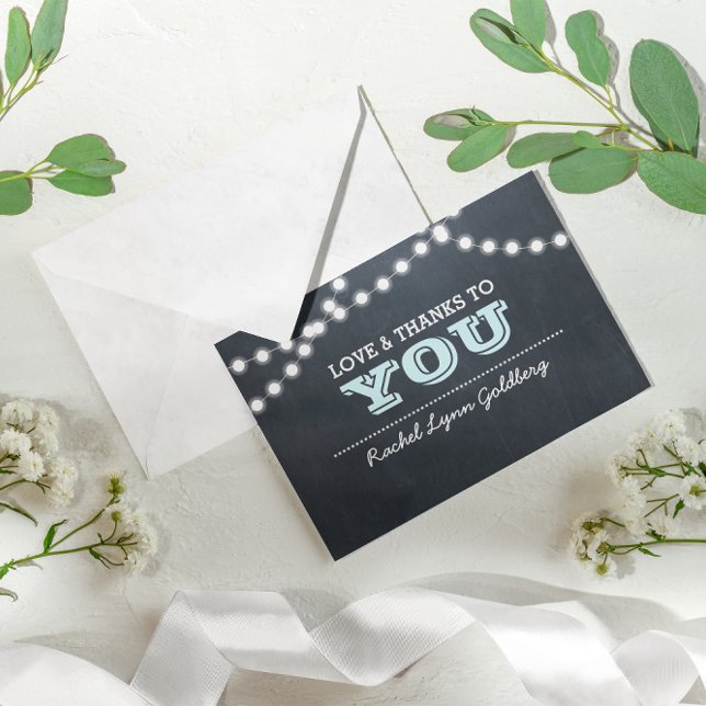 Chalkboard Lights Aqua Bat Mitzvah Thank You Note (Creator Uploaded)