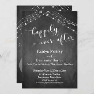 Chalkboard Lights Calligraphy Happily Ever After Invitation