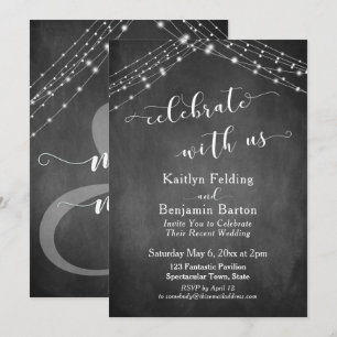 Chalkboard Lights Celebrate with Us Typography Invitation