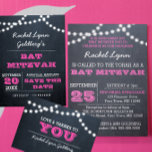 Chalkboard Lights Dark Pink Bat Mitzvah Invitation<br><div class="desc">These casual chic invitations are perfect for any Bat Mitzvah celebration. Each line of text is fully customisable to say just what you want!</div>