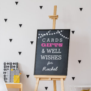 Chalkboard Lights Dark Pink Gift Table Sign