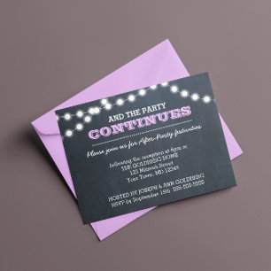 Chalkboard Lights Lilac After Party Invitation