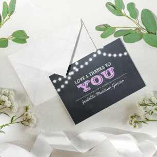 Chalkboard Lights Lilac Quinceañera Thank You Note Card