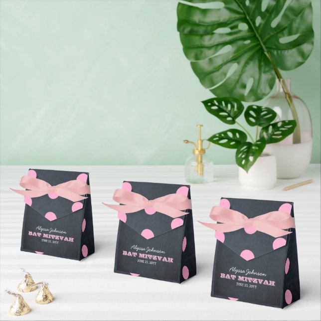 Chalkboard Lights Pink Bat Mitzvah Favour Box (Multiple)