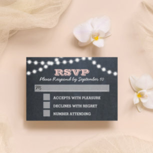 Chalkboard Lights Pink Bat Mitzvah RSVP Card