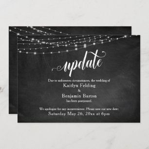 Chalkboard & Lights Postponed Wedding Announcement