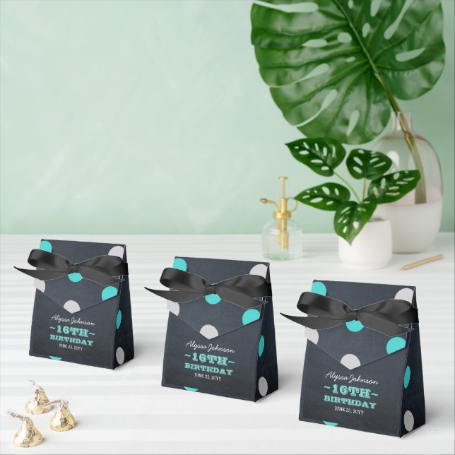 Chalkboard Lights Teal 16th Birthday Favour Box (Multiple)