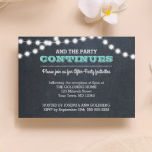 Chalkboard Lights Teal After Party Invitation Card