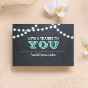Chalkboard Lights Teal Bat Mitzvah Thank You Note