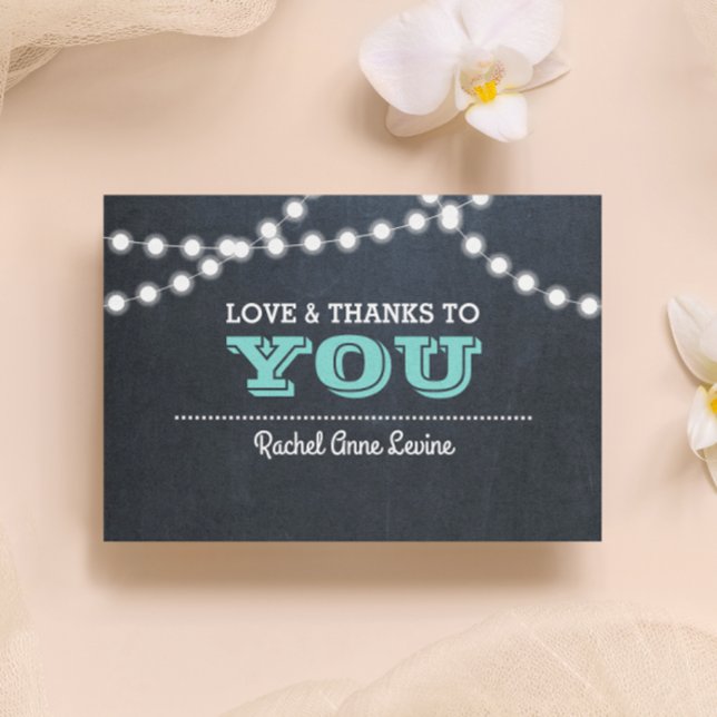 Chalkboard Lights Teal Bat Mitzvah Thank You Note (Creator Uploaded)