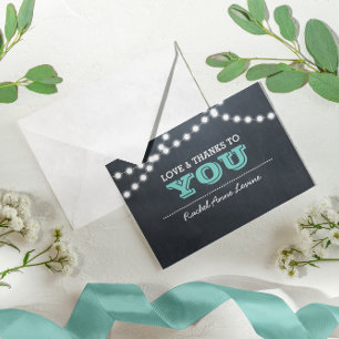 Chalkboard Lights Teal Bat Mitzvah Thank You Note